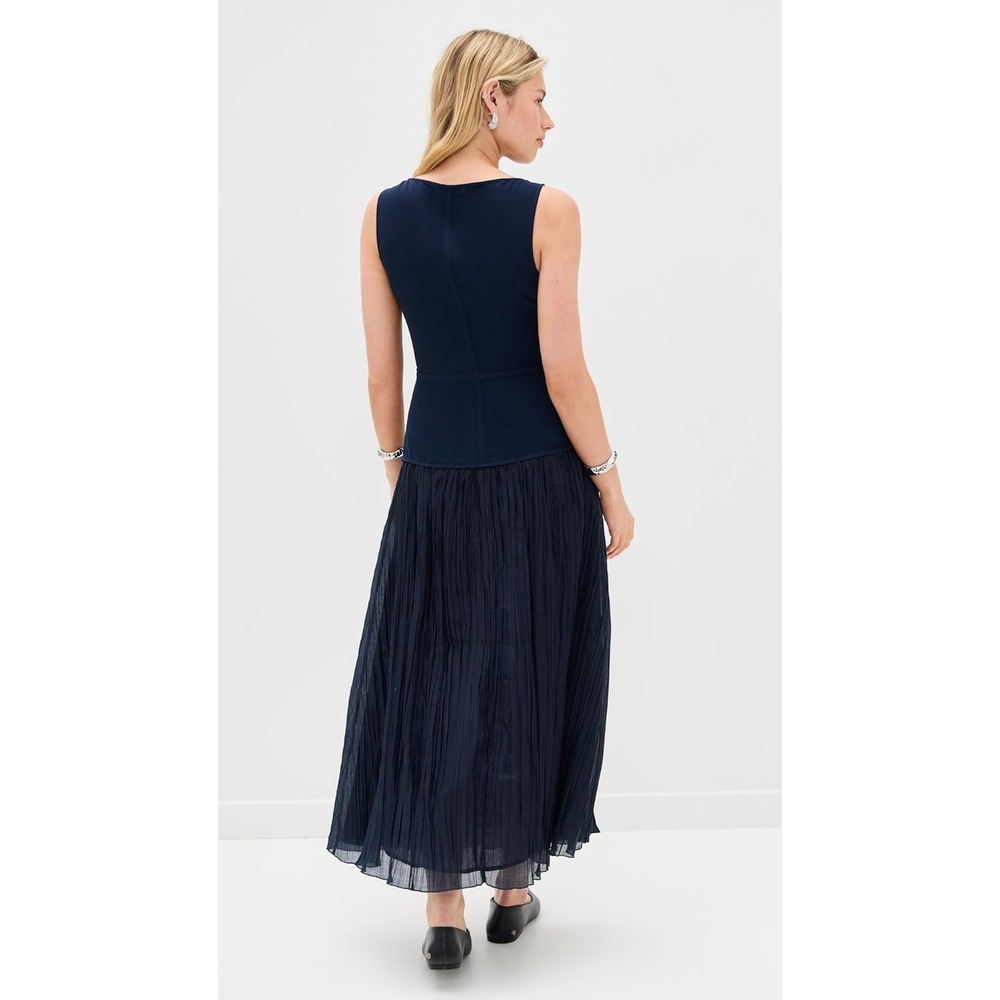 Reformation Cyra Pieced Drop-Waist Maxi Dress Navy Blue - Size 4 - Picture 12 of 16